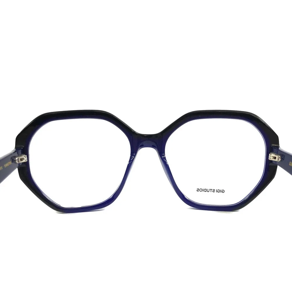 Gigi Studios Eyeglasses Frames CHRISTINE 6767/3 Black Blue Geometric 54-18-140